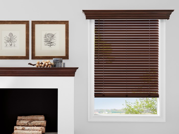 Parkland® Wood Blinds in Basswood  Color: Mission Oak